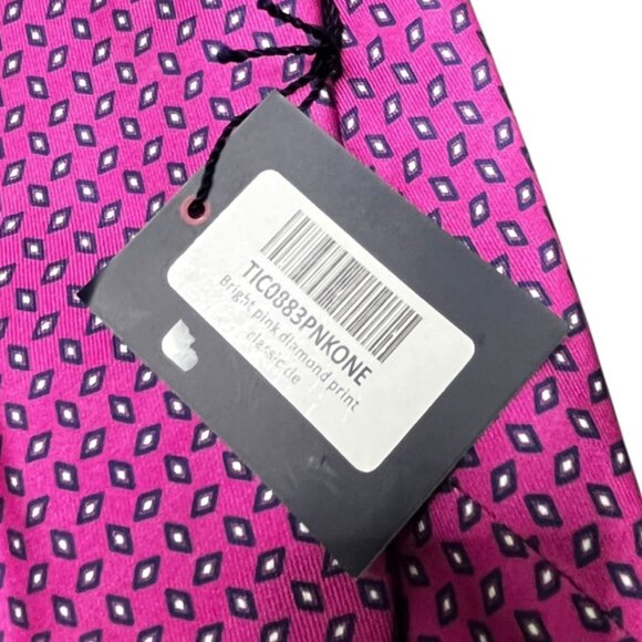 Charles Tyrwhitt Men's Tie Bright Pink Diamond Print NEW with tags 100 % Silk - Picture 5 of 8